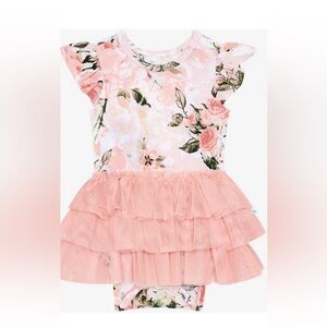 Posh Pink Flloral Tulle Bodysuit Dress NWT SIZE 18-24 months